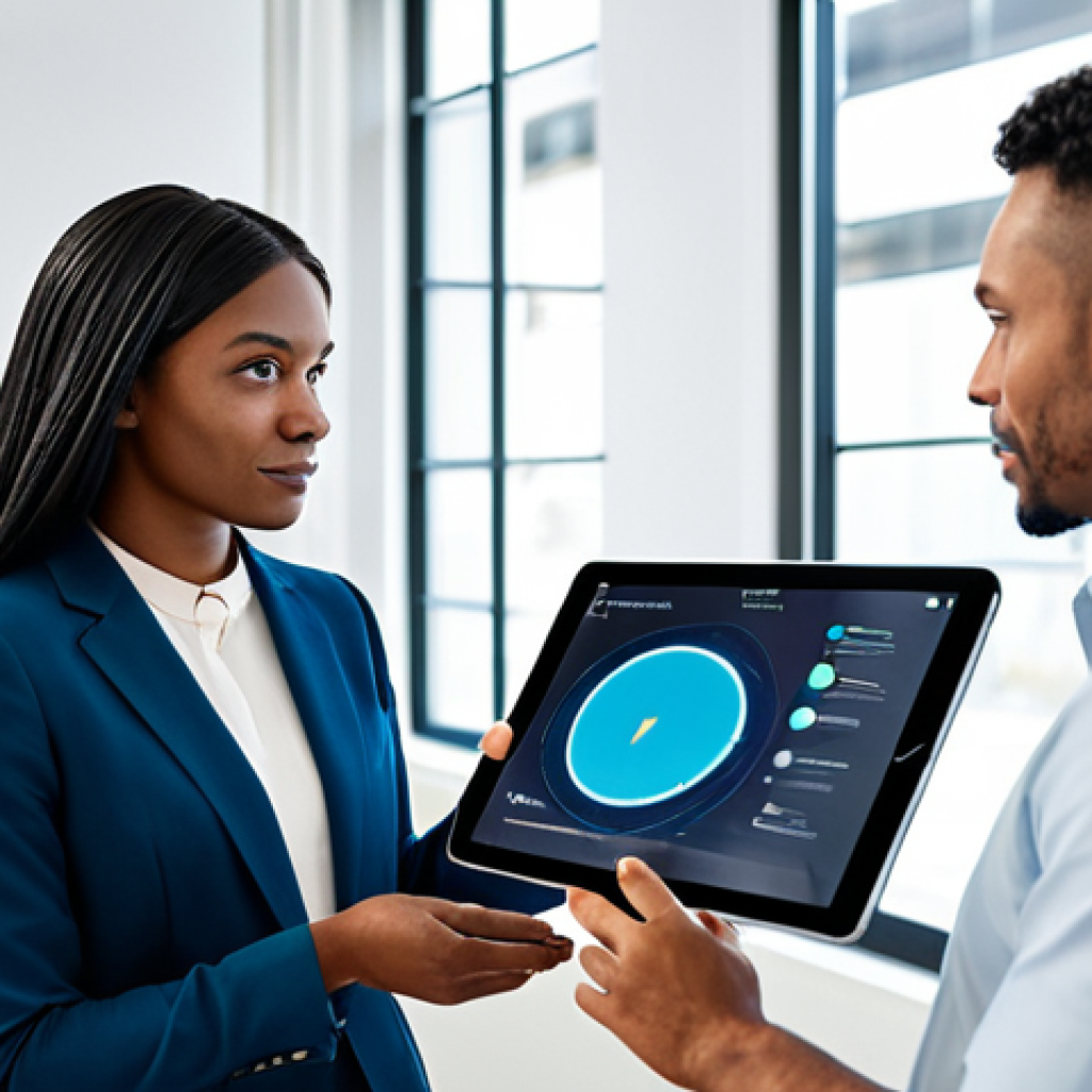 A diverse group of professional adults in a modern, well-lit office environment. One individual is thoughtfully engaging with a sleek digital tablet displaying an AI interface, while nearby, another professional is having a warm, collaborative conversation with a human colleague. All subjects are fully clothed in modest business suits, appropriate attire, professional dress. The scene emphasizes the balance between technological efficiency and genuine human connection. Perfect anatomy, correct proportions, natural pose, well-formed hands, proper finger count, natural body proportions, professional photography, high quality, safe for work, appropriate content, fully clothed, professional, family-friendly.